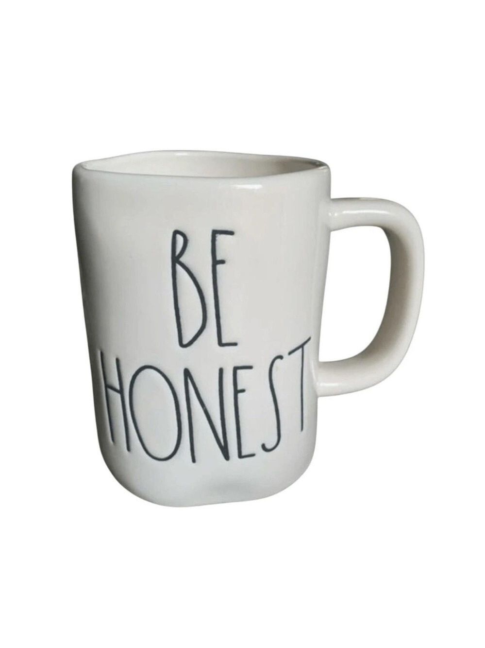 Rae Dunn Mug Tall Off-White Black Handwritten Ceramic Modern Large Handle